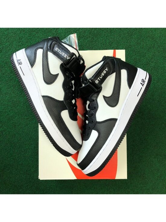 Nike Air Force 1 Mid Stussy Light Bone Black - Size 8